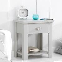 Platina Wooden Bedside Table In Grey With 1 Drawer