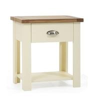 Platina Wooden Bedside Table In Oak And Cream With Drawer