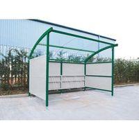 PLASTIC CYCLE SHELTER WITH STE C/W INTEGRAL GALVAN RACKS