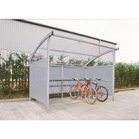 PLASTIC CYCLE SHELTER WITH STE C/W INTEGRAL GALVAN RACKS