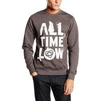 Plastic Head Men\'s All Time Low Christmas Logo CSW Banded Collar Long Sleeve Sweatshirt, Grey, Small