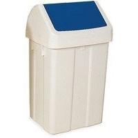 plastic swing top bin 50 litre whiteblue 330350