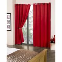 Plain Eyelet Top Ring Top Luxury Thermal Supersoft Blackout Curtains Poppy Red 45 x 54 (114 cm x 137 cm)