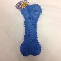 playful pets 19cm squeaky bone shaped dog chew toy blue colour