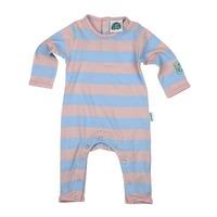 PLAIN LAZY PINK / SKY BLUE STRIPE FAIRTRADE BABY GROW