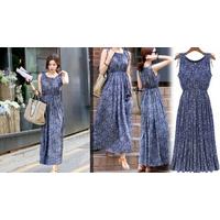 Pleated Floral Maxi Dress - 5 Sizes