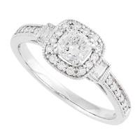 platinum 075 carat cushion cut diamond halo ring