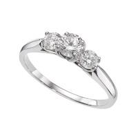 platinum 075 carat diamond three stone ring