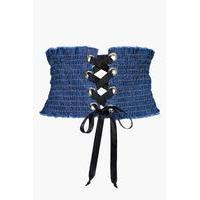 pleated corset belt blue