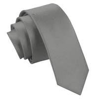 Plain Platinum Satin Skinny Tie