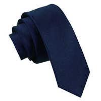 Plain Navy Blue Satin Skinny Tie