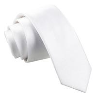 Plain White Satin Skinny Tie