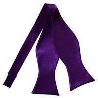 plain purple satin self tie bow tie