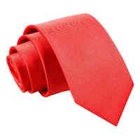 Plain Red Satin Slim Tie