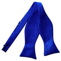 plain royal blue satin self tie bow tie