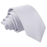 plain silver satin slim tie