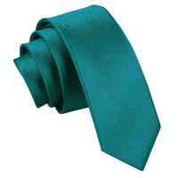 plain teal satin skinny tie