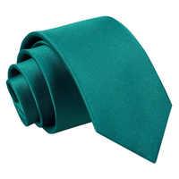 plain teal satin slim tie