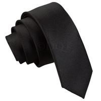 plain black satin skinny tie