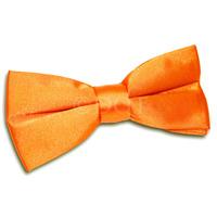 Plain Fluorescent Orange Satin Bow Tie