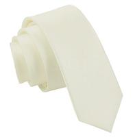 Plain Ivory Satin Skinny Tie