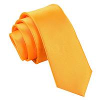 Plain Fluorescent Orange Satin Skinny Tie