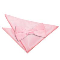 Plain Baby Pink Satin Bow Tie 2 pc. Set