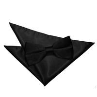 plain black satin bow tie 2 pc set