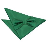 plain emerald green satin bow tie 2 pc set