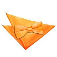 plain fluorescent orange satin bow tie 2 pc set