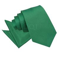 Plain Emerald Green Satin Tie 2 pc. Set