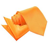 Plain Fluorescent Orange Satin Tie 2 pc. Set