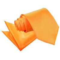 plain fluorescent orange satin tie 2 pc set