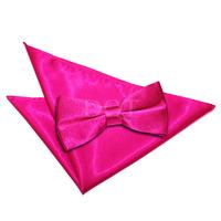 Plain Hot Pink Satin Bow Tie 2 pc. Set