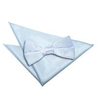 plain baby blue satin bow tie 2 pc set