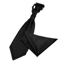 Plain Black Satin Cravat 2 pc. Set