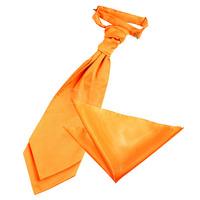 Plain Fluorescent Orange Satin Cravat 2 pc. Set