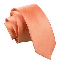 plain coral satin skinny tie