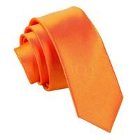 Plain Burnt Orange Satin Skinny Tie