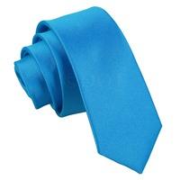 Plain Electric Blue Satin Skinny Tie