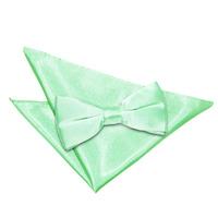 plain mint green satin bow tie 2 pc set