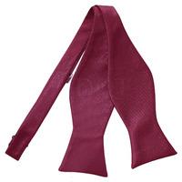 Plain Burgundy Satin Self-Tie Bow Tie