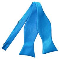 Plain Electric Blue Satin Self-Tie Bow Tie