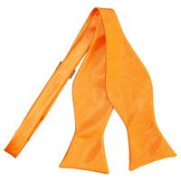 plain fluorescent orange satin self tie bow tie