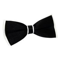 plain black white satin bow tie