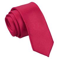 Plain Crimson Red Satin Skinny Tie