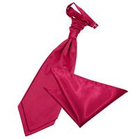 Plain Crimson Red Satin Cravat 2 pc. Set