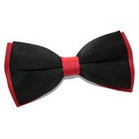 Plain Black & Red Satin Bow Tie