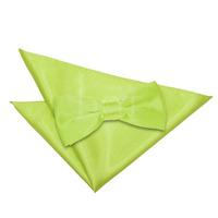 Plain Lime Green Satin Bow Tie 2 pc. Set