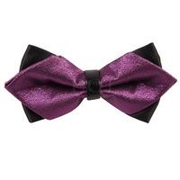Plain Metallic Purple Diamond Tip Bow Tie